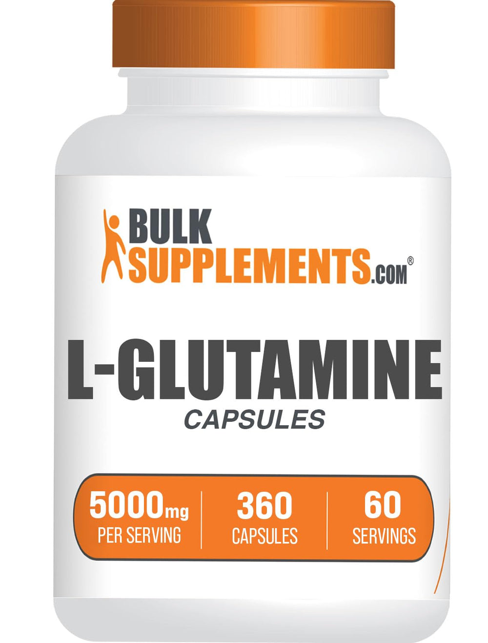 BulkSupplements L-Glutamine capsules bottle front view supports high-dose daily amino intake