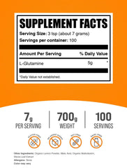 L-Glutamine powder serving scoop shown for convenient daily supplementation.
