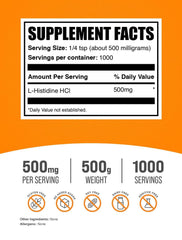 BulkSupplements L-Histidine HCl powder scoop dispensing for convenient use