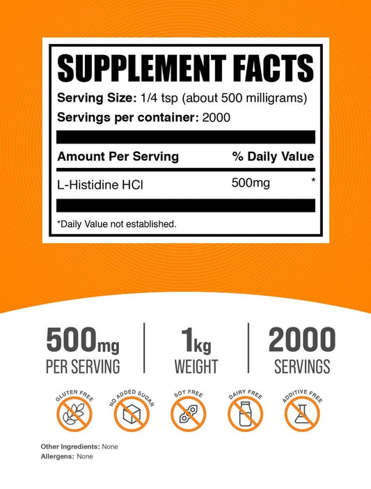 BulkSupplements L-Histidine HCl powder scoop in action enabling easy measurement for smoothies.