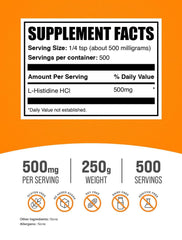 BulkSupplements L-Histidine HCl powder scooped for easy mixing in shakes.