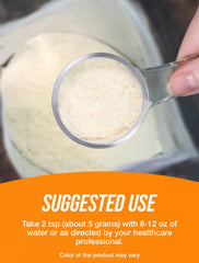 L-Leucine powder being added to a smoothie for versatile fueling.