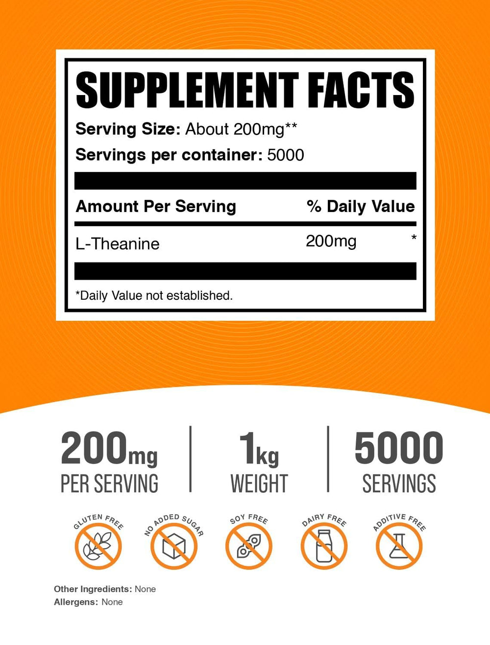 BulkSupplements L-Theanine powder with scoop for precise servings.