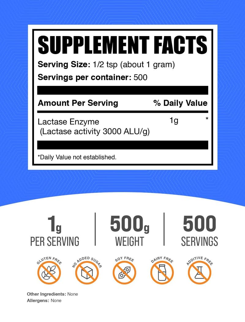 BulkSupplements Lactase Enzyme being stirred into a dairy beverage to support lactose digestion.