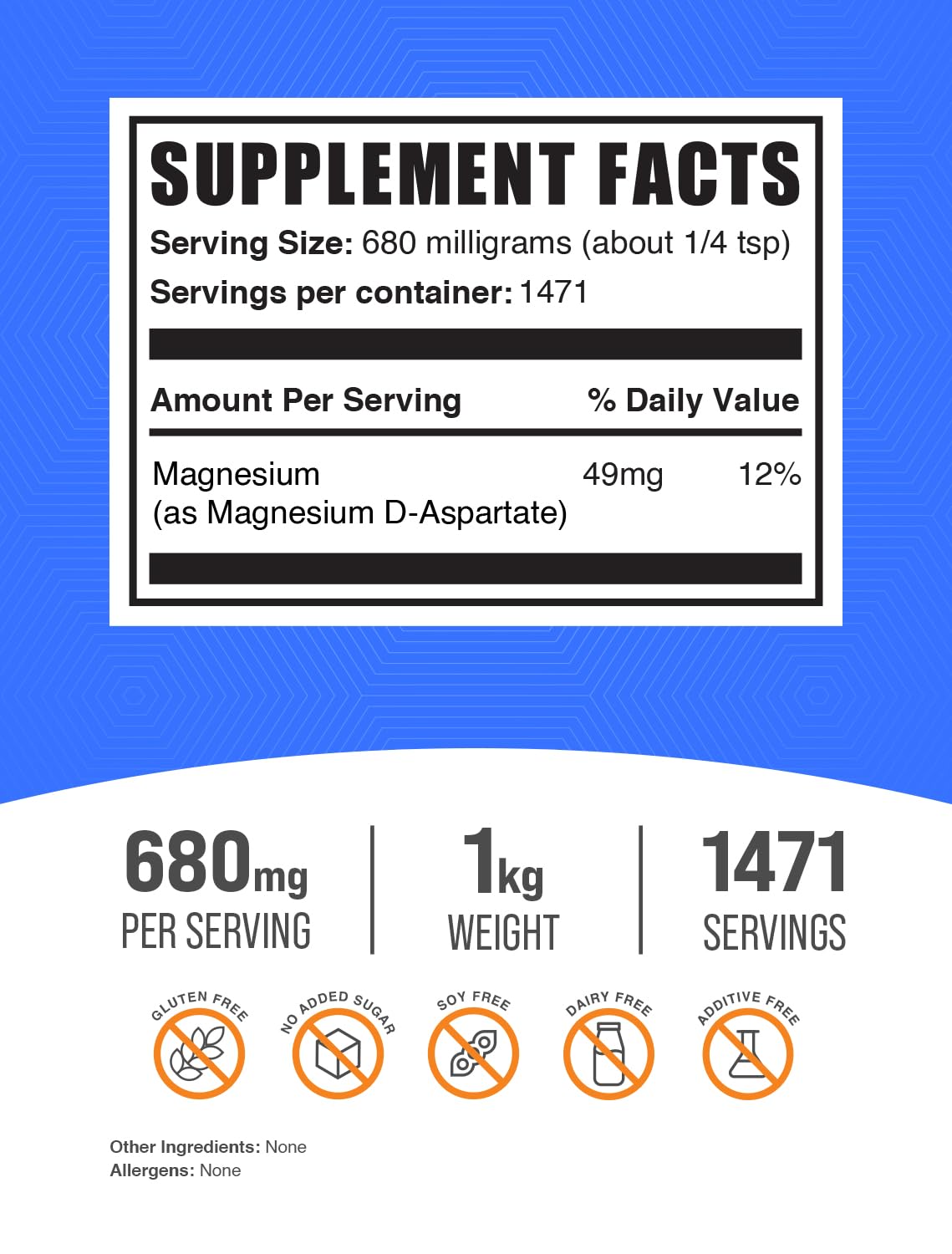 BulkSupplements Magnesium D-Aspartate powder bottle shows high-absorption magnesium for everyday routines.