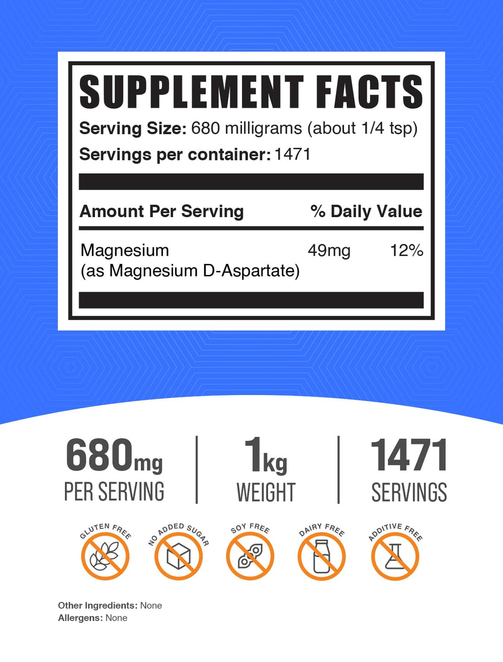 BulkSupplements Magnesium D-Aspartate powder bottle shows high-absorption magnesium for everyday routines.