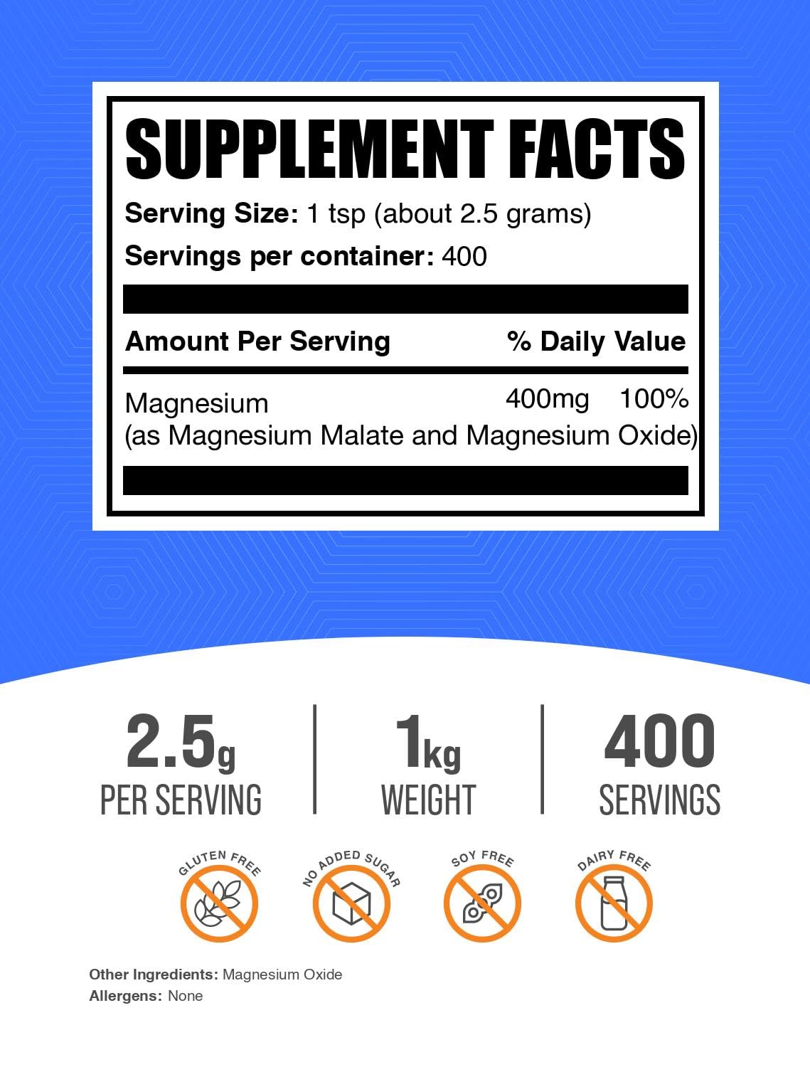 BulkSupplements Magnesium Malate powder with measuring scoop for easy portion control.