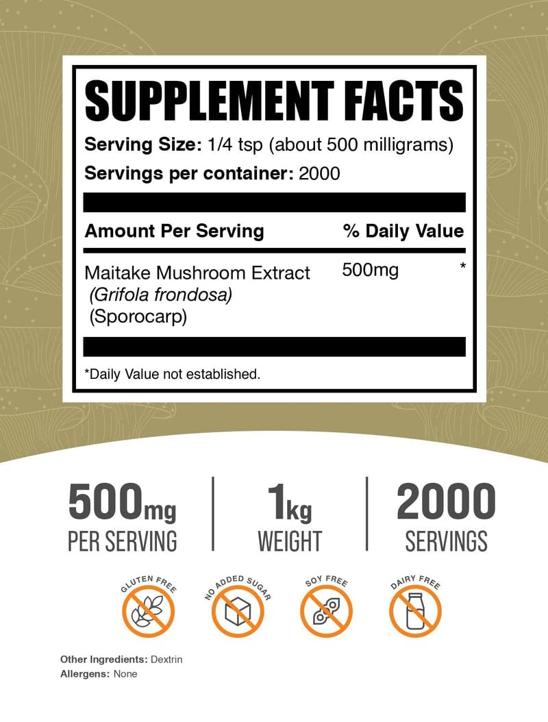 BulkSupplements maitake extract powder scoop, precise serving for meals