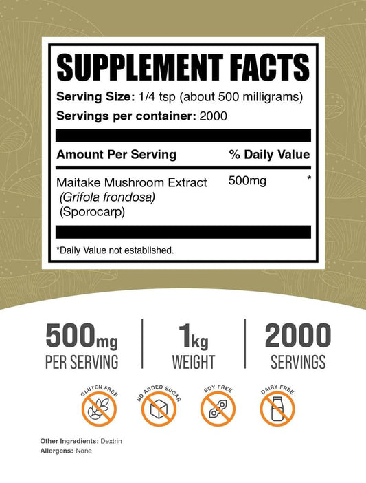 BulkSupplements maitake extract powder scoop, precise serving for meals