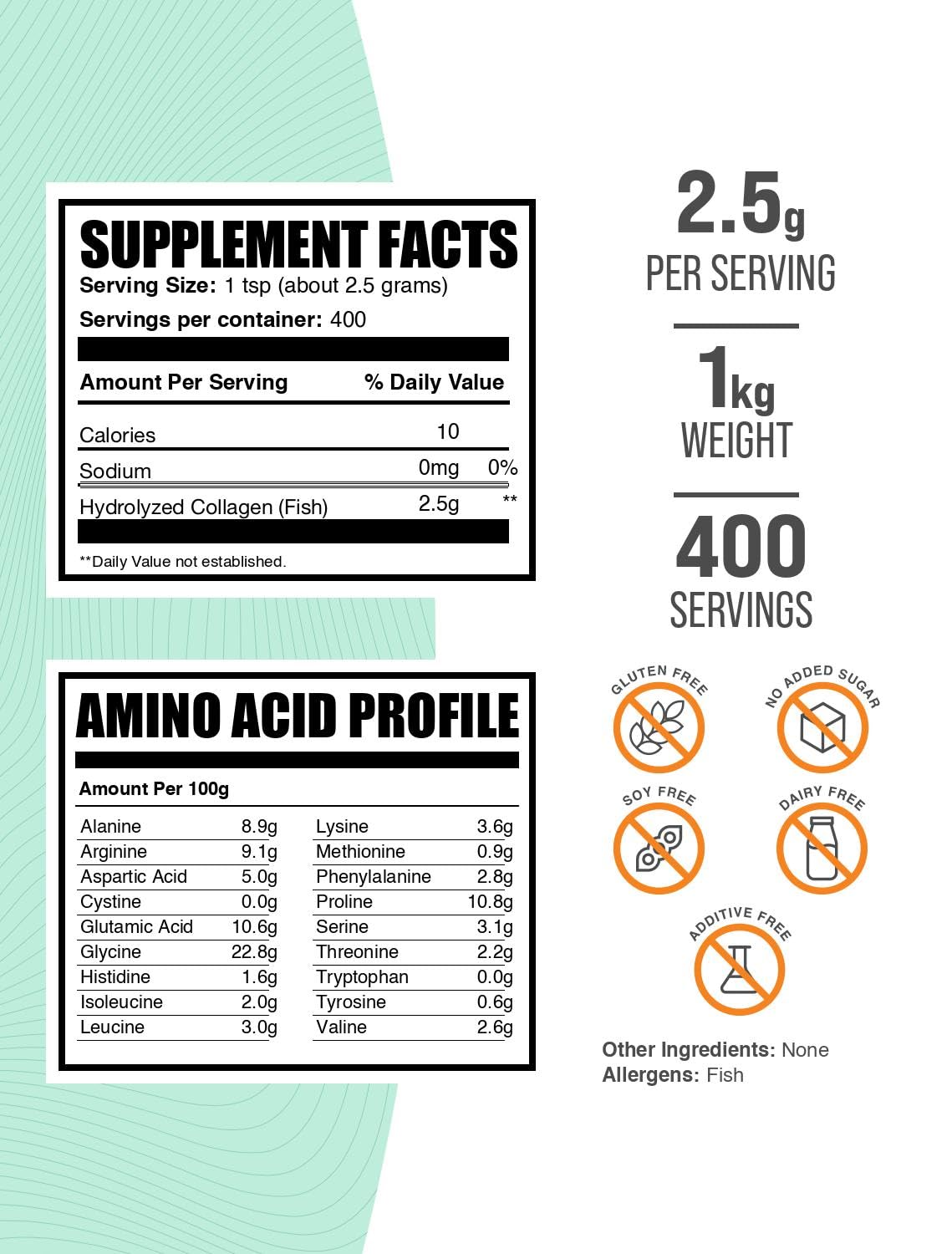 BulkSupplements marine collagen powder jar pouring, easy to blend in shakes