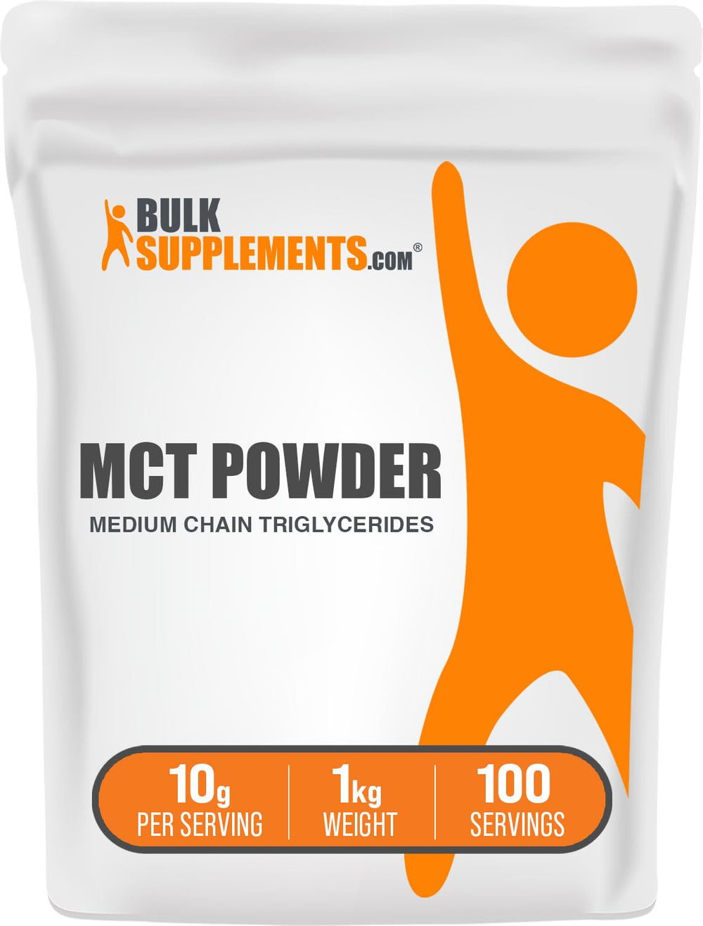 BulkSupplements MCT Powder 10g serving for energy support in workouts.