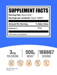 BulkSupplements Melatonin Powder 3mg dispenser scoop provides precise nightly dosing.