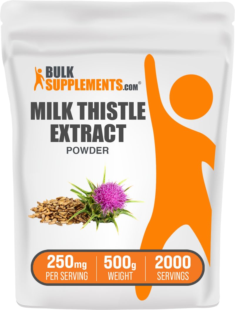 BulkSupplements Milk Thistle Extract Powder bottle for easy daily use.