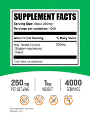 BulkSupplements Milk Thistle Extract Powder scoop with measuring for easy dosing.