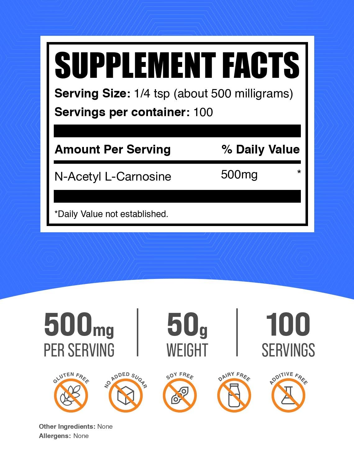 BulkSupplements N-Acetyl L-Carnosine powder jar closeup showing clear labeling