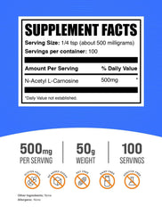 BulkSupplements N-Acetyl L-Carnosine powder jar closeup showing clear labeling