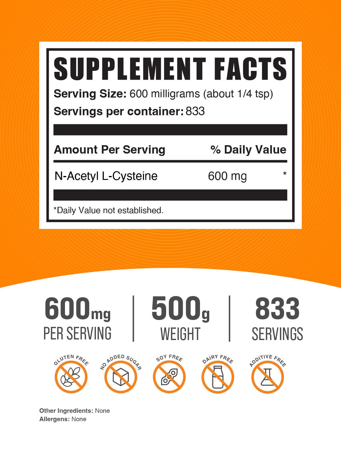 BulkSupplements NAC gluten-free powder bottle on counter for daily use.