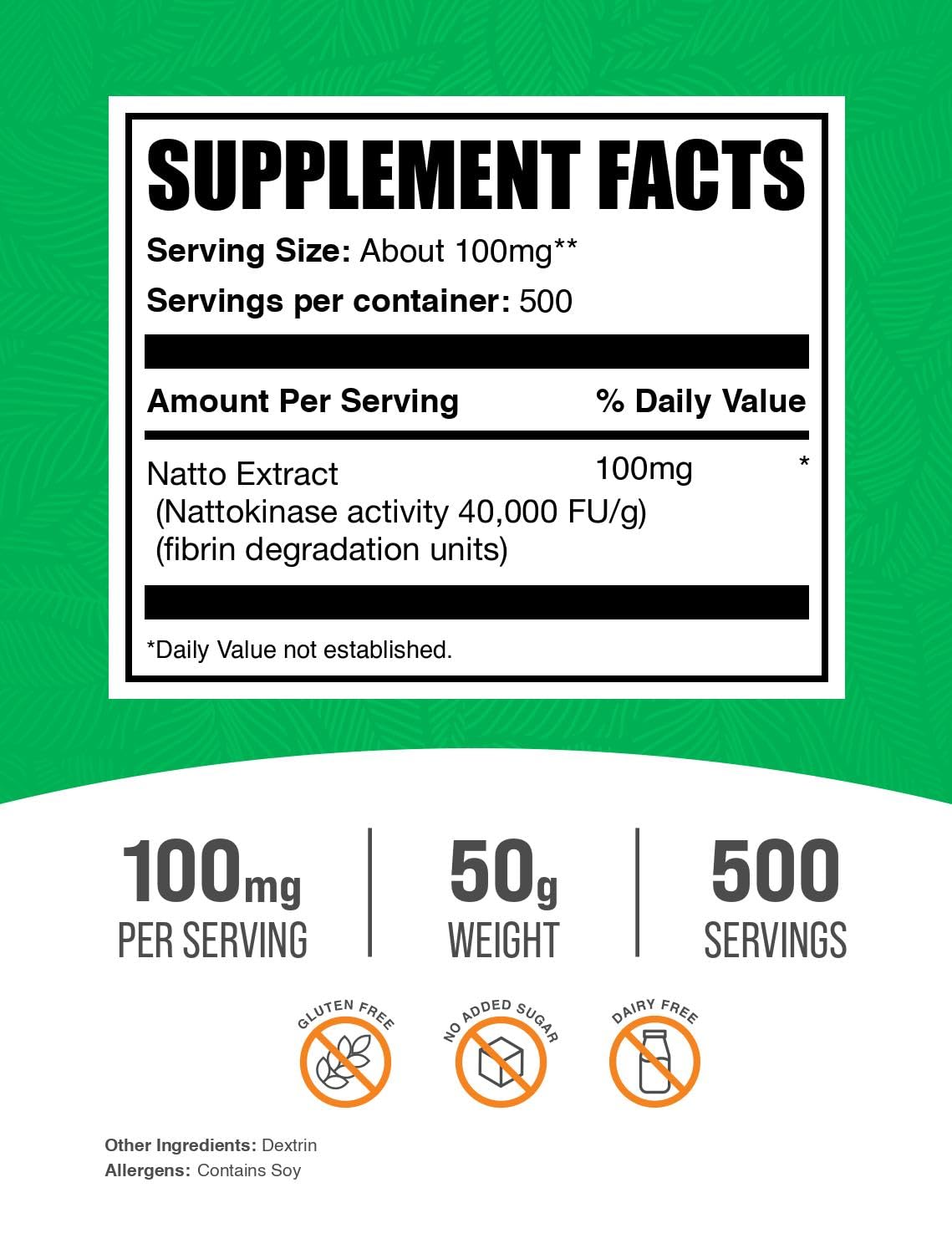 BulkSupplements nattokinase powder scoop for precise daily dosing.