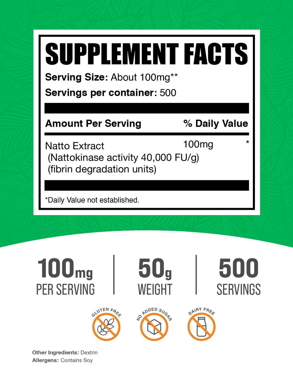 BulkSupplements nattokinase powder scoop for precise daily dosing.