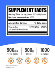 BulkSupplements niacin flush-free powder scoop enables precise daily dosing.