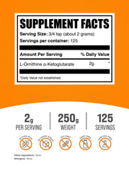 BulkSupplements OKG powder in jar ready to mix into shakes for workouts