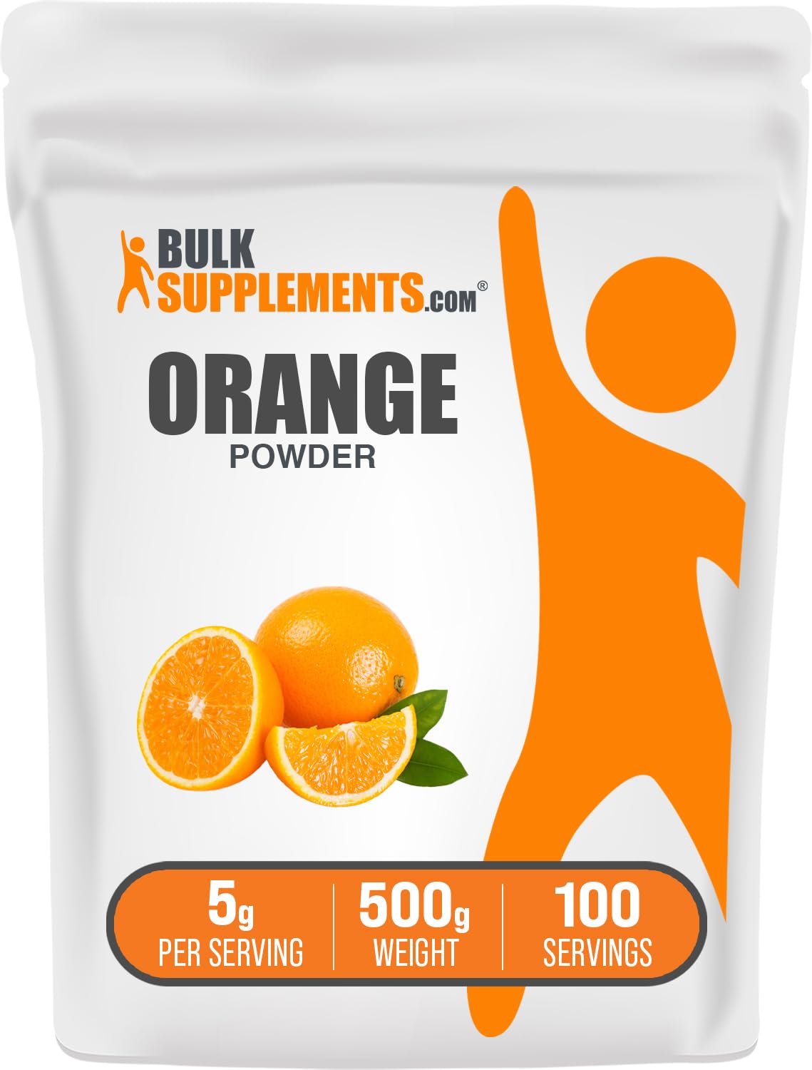 BulkSupplements Orange Powder bottle with scoop, ideal for adding natural color to recipes.