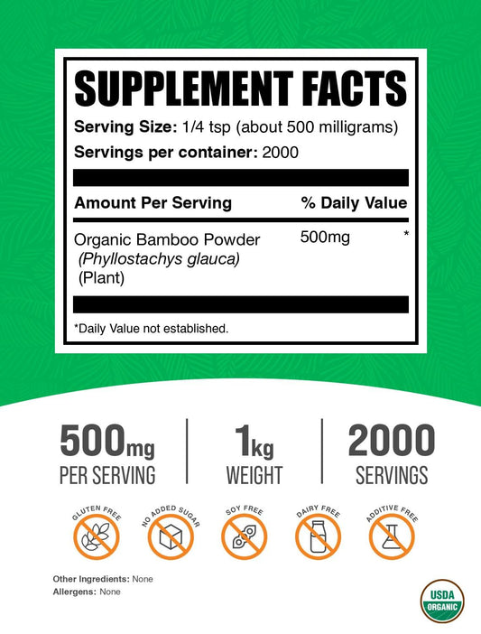 BulkSupplements Organic Bamboo Powder pour demonstrates easy mixing.
