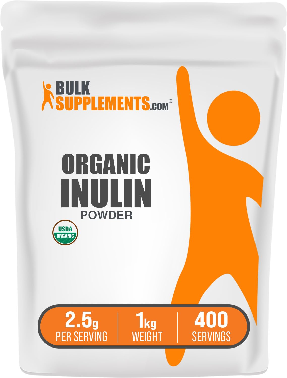 BulkSupplements Organic Inulin Powder bottle for convenient daily fiber routine.