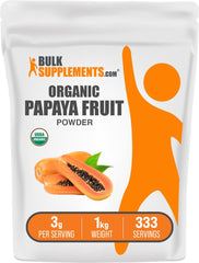 BulkSupplements Organic Papaya Powder bottle for easy daily flavoring