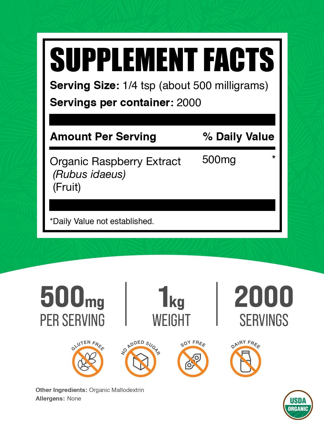 BulkSupplements Organic Raspberry Extract Powder scoop for precise serving