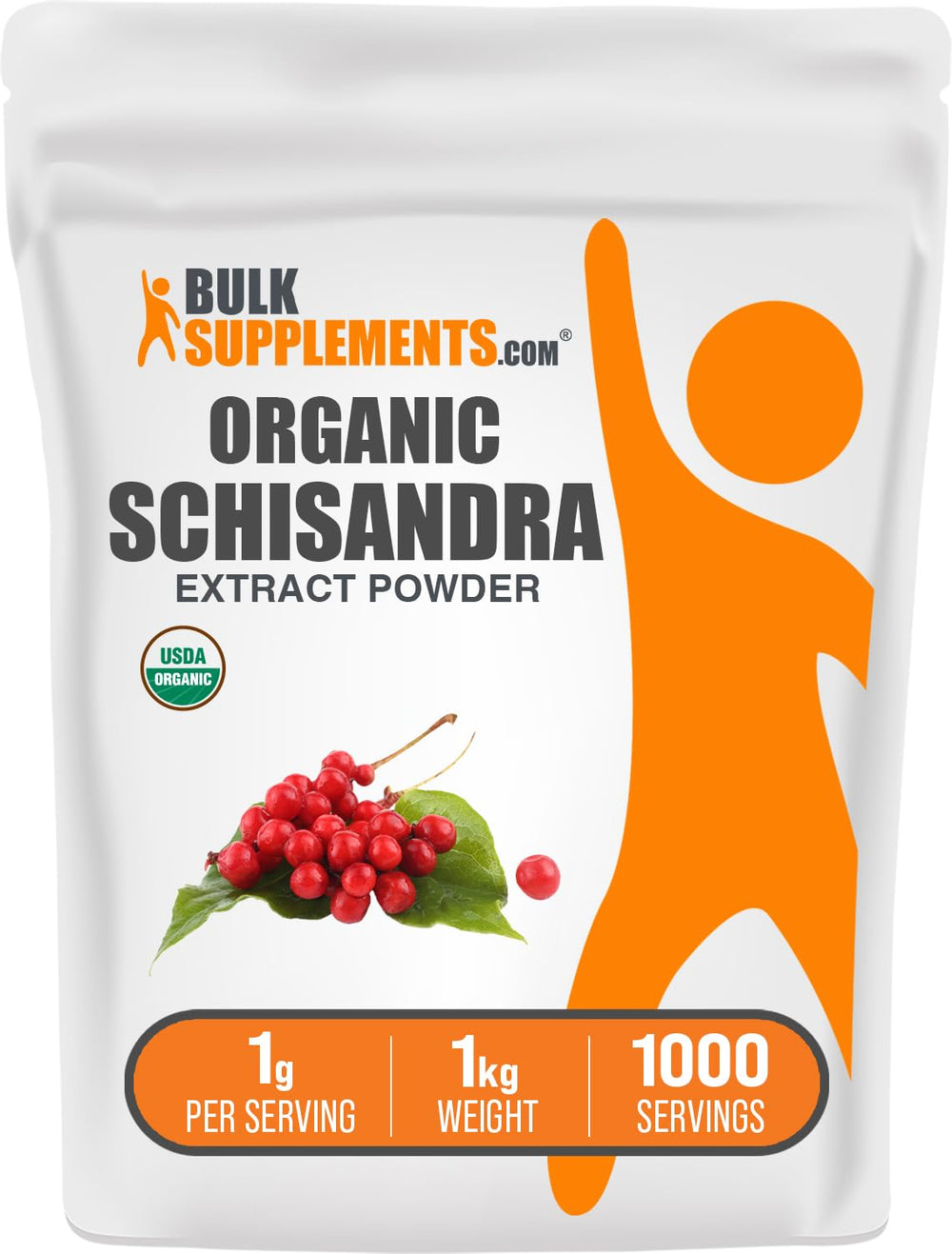BulkSupplements Organic Schisandra Extract Powder bottle for easy daily use.