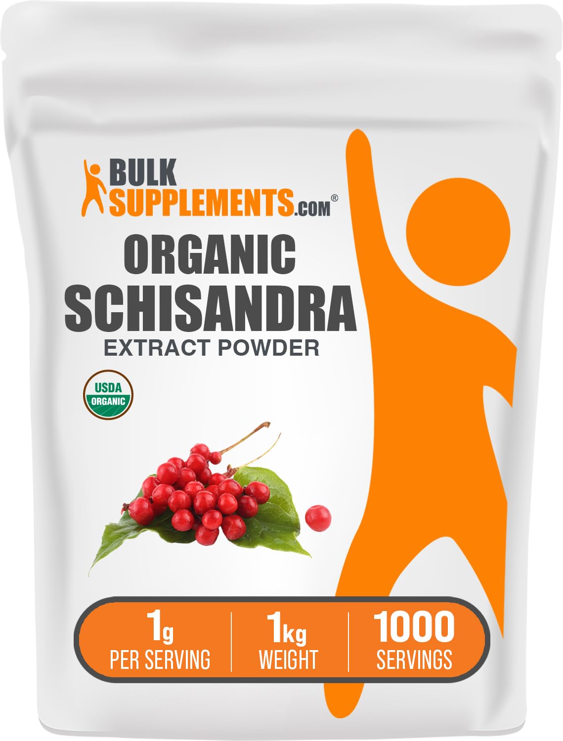 BulkSupplements Organic Schisandra Extract Powder bottle for easy daily use.