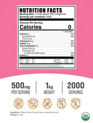 BulkSupplements Organic Stevia Powder package front highlights vegan and gluten-free sweetness.