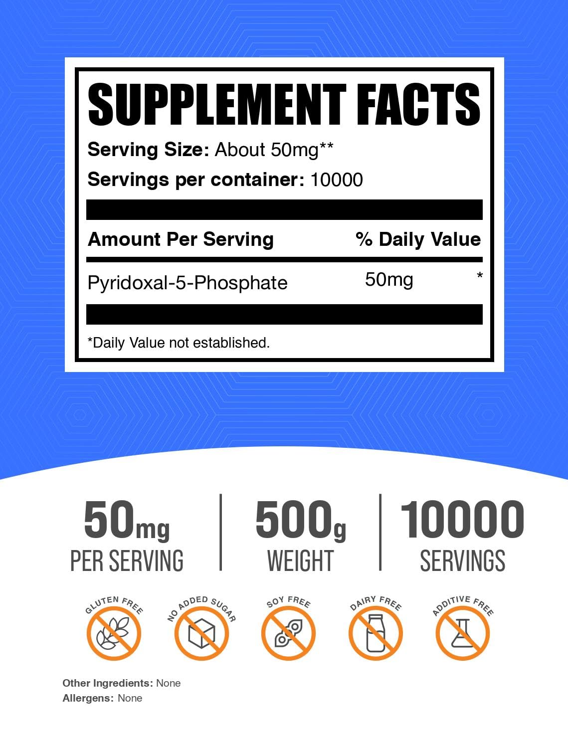 BulkSupplements P5P 50mg serving scoop indicating easy daily dosage