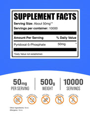 BulkSupplements P5P 50mg serving scoop indicating easy daily dosage