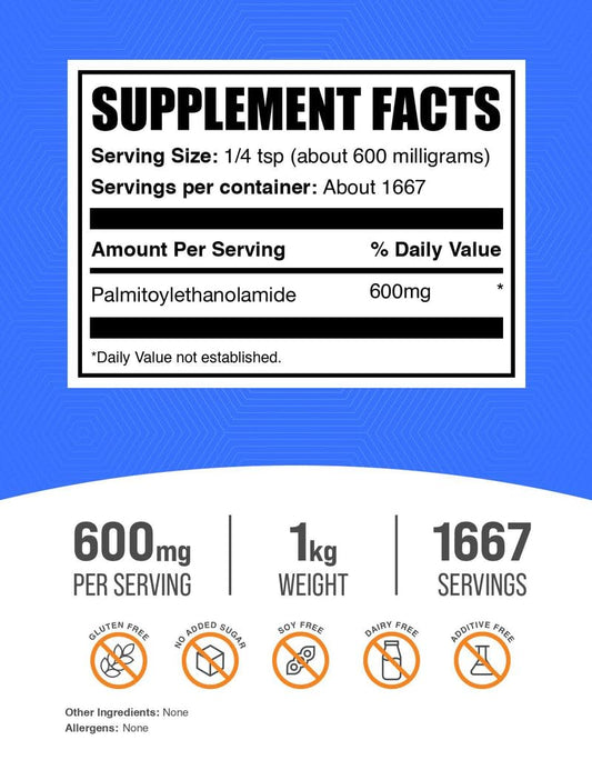 Scoop of BulkSupplements PEA powder for smoothies and drinks.