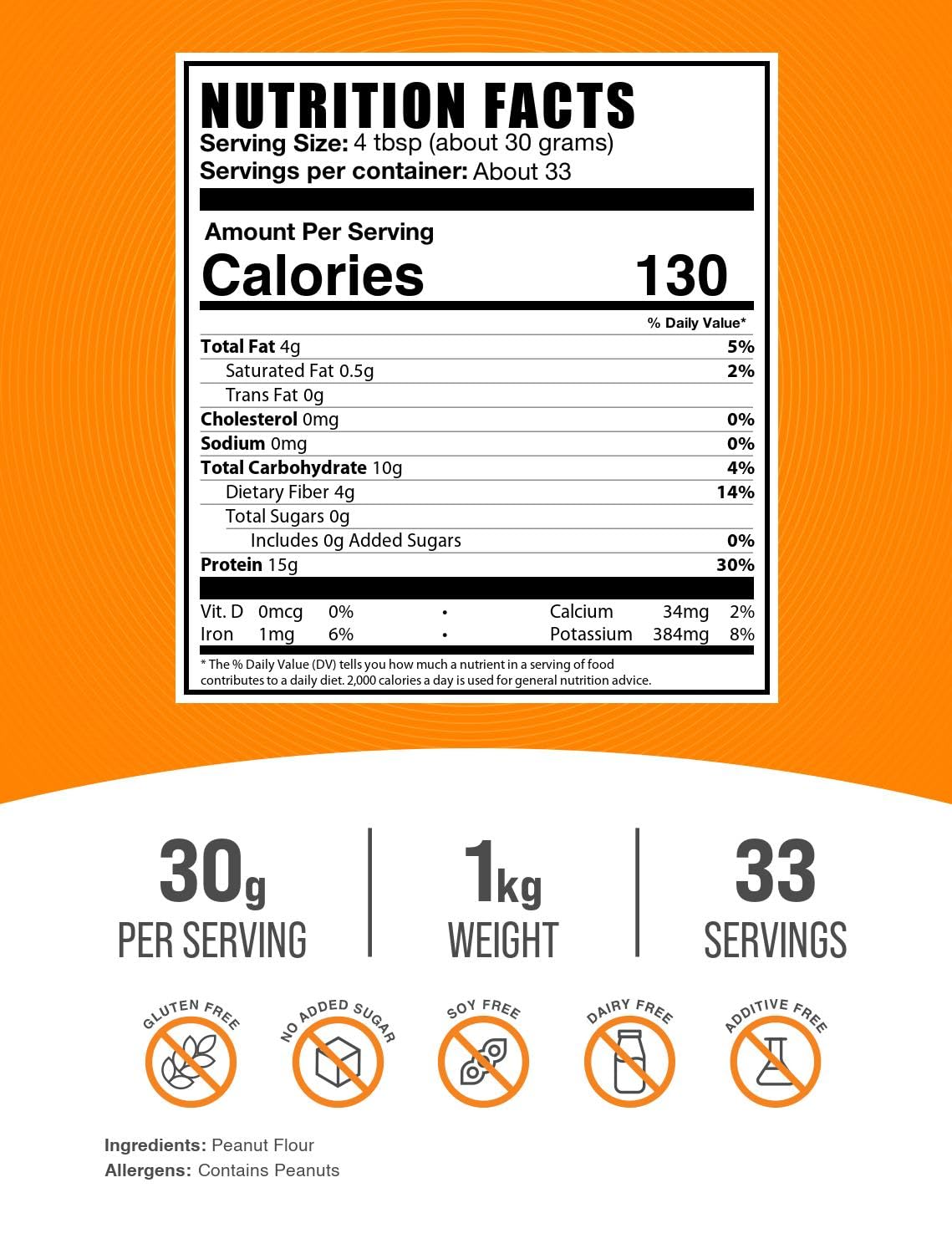 BulkSupplements peanut protein powder bag ready for mixing.