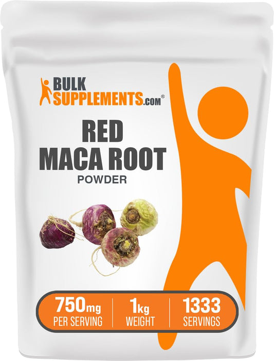 BulkSupplements Red Maca Powder bottle for daily wellness routine