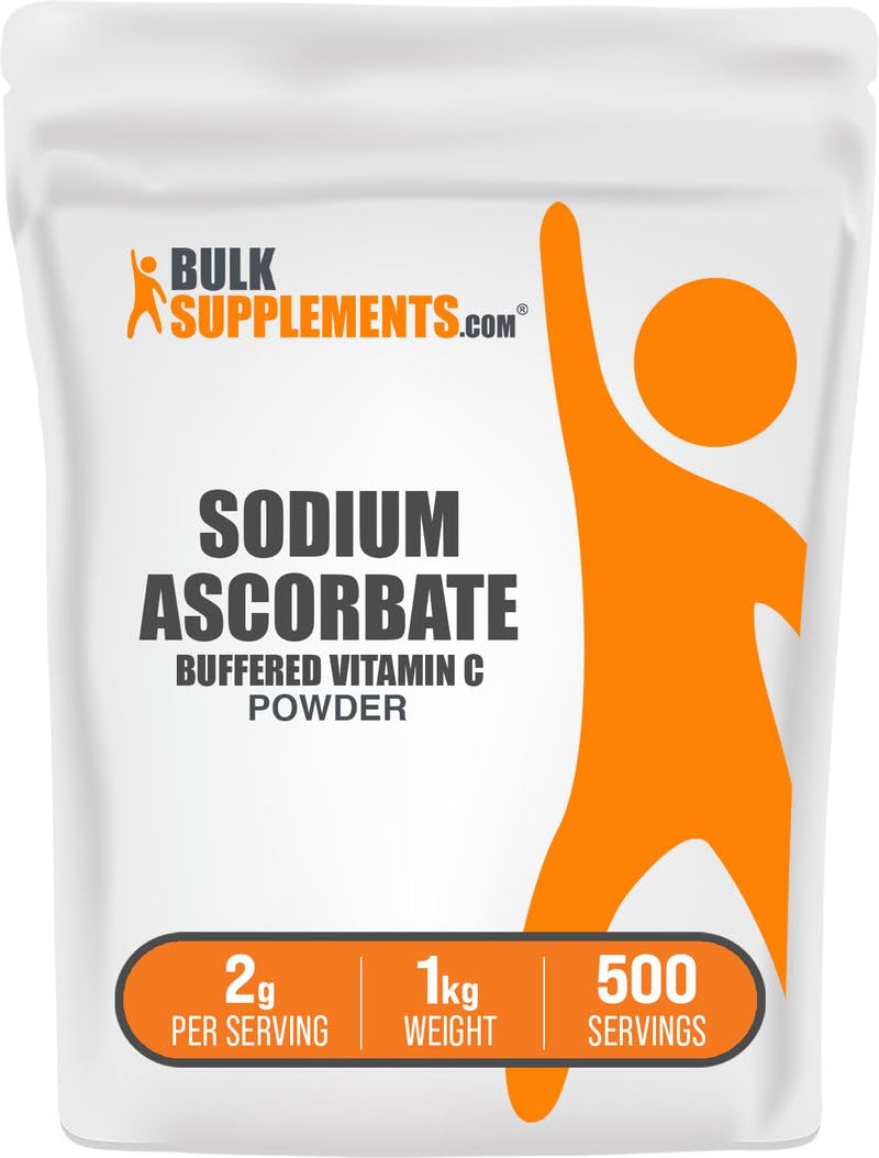 BulkSupplements sodium ascorbate powder with scoop for simple daily vitamin C intake