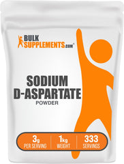 BulkSupplements Sodium D-Aspartate powder bottle showing gluten-free formula for daily use