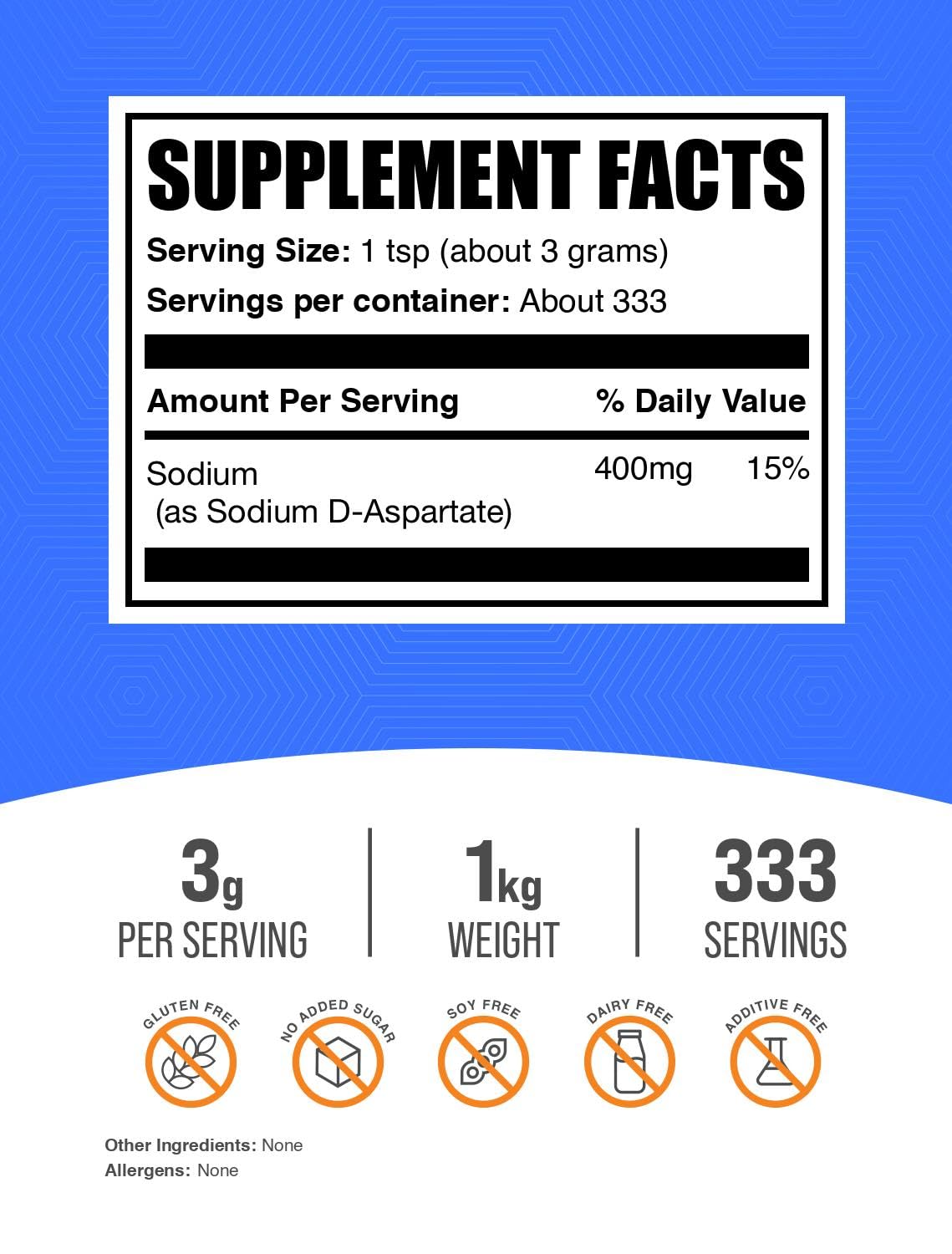 BulkSupplements Sodium D-Aspartate powder pour for easy hydration mixing