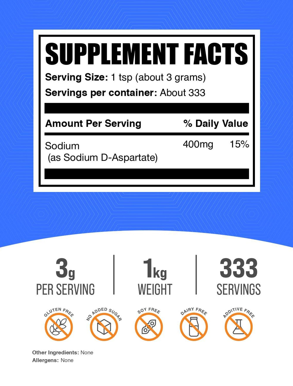 BulkSupplements Sodium D-Aspartate powder pour for easy hydration mixing