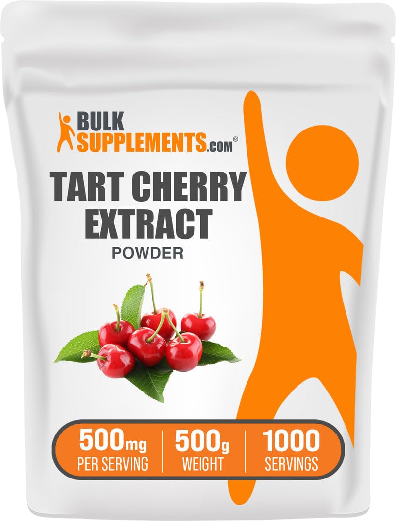 BulkSupplements Tart Cherry Extract Powder bottle for daily antioxidant support.