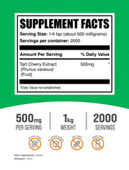 BulkSupplements Tart Cherry Extract powder being poured for easy mix into drinks.