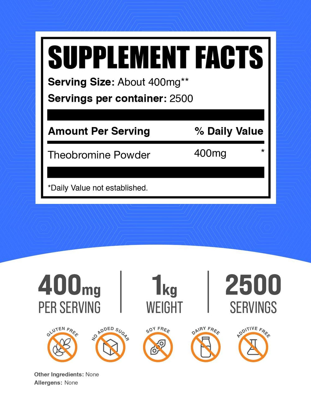 BulkSupplements Theobromine powder scoop for precise 400 mg servings