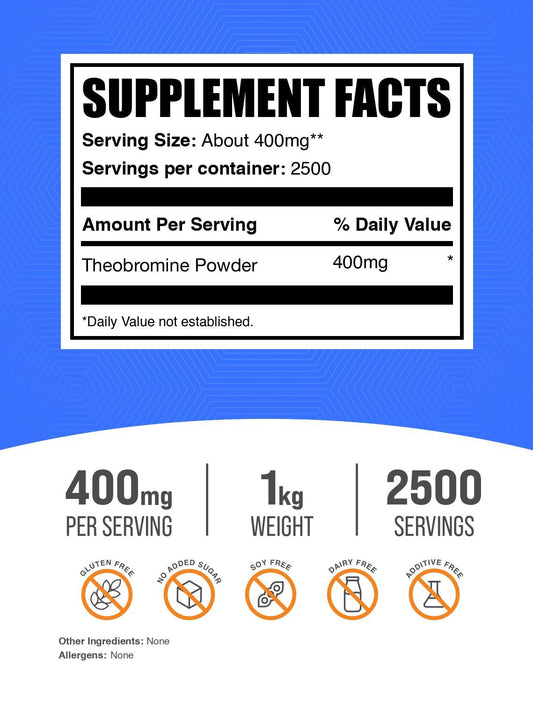 BulkSupplements Theobromine powder scoop for precise 400 mg servings
