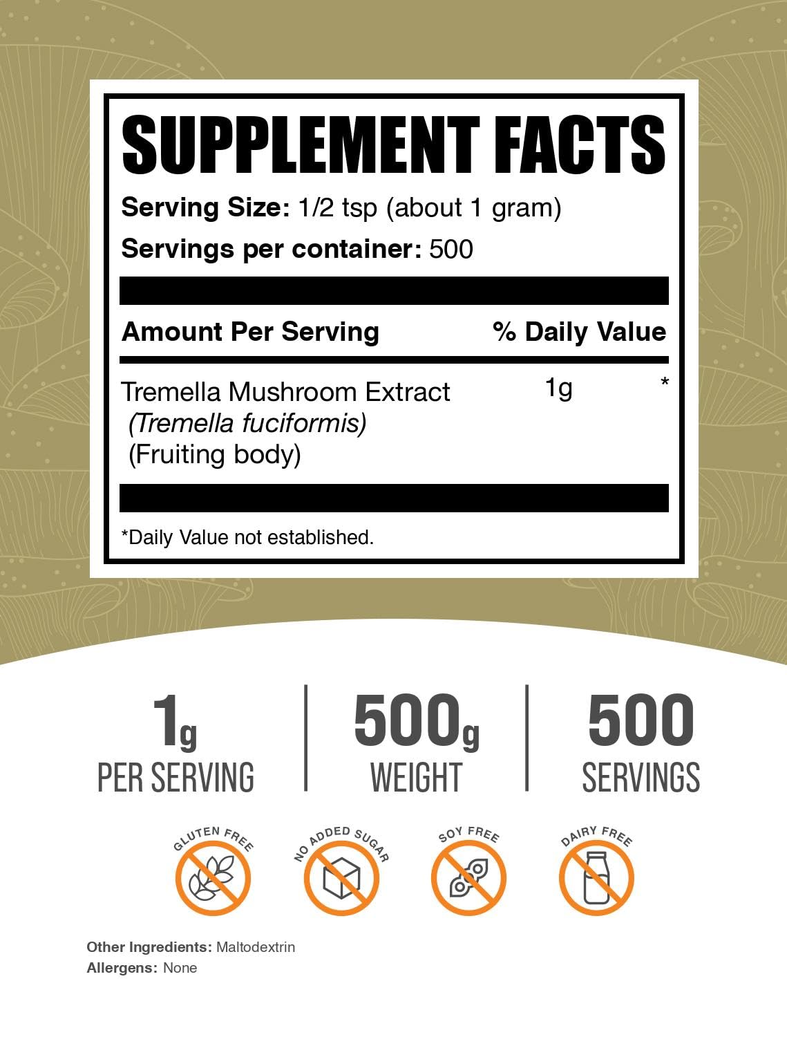 BulkSupplements Tremella powder measurement, ideal for simple daily supplementation.