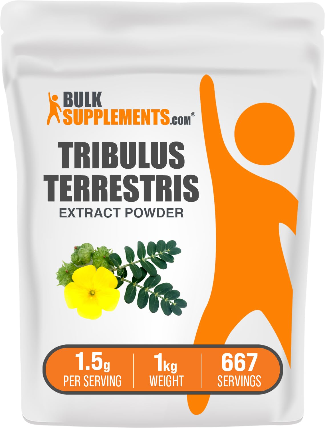 BulkSupplements Tribulus Terrestris extract powder bottle for convenient daily use in your wellness routine