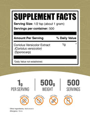 BulkSupplements Turkey Tail extract powder scoop highlights convenient daily servings.