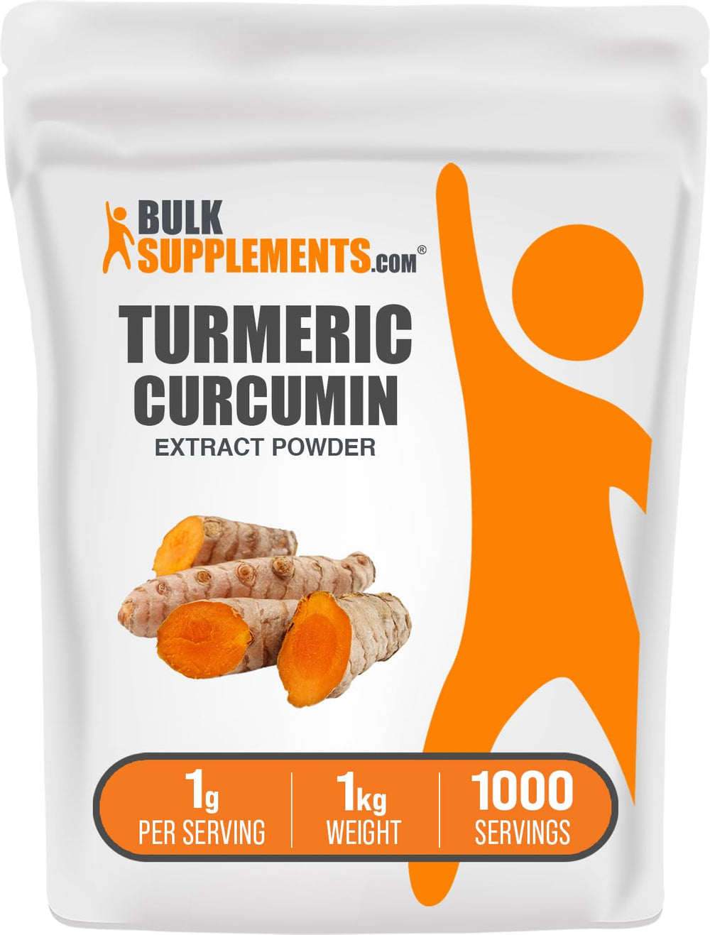 BulkSupplements turmeric extract powder bottle close-up for daily wellness use